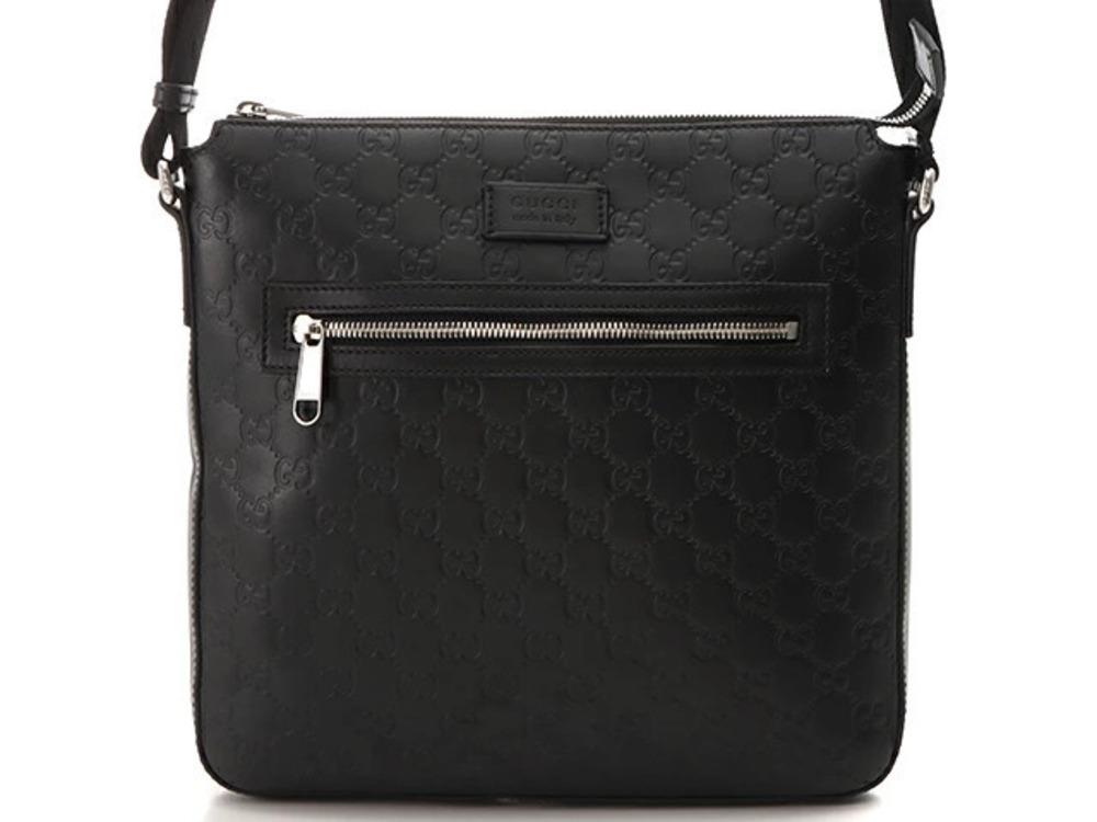 Gucci Guccissima Shoulder Bag Black Leather